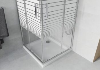 MEXEN/S - Rio Sprchovací kút štvorcový 80x80, transparent / dekor, chróm + vanička so sifónom 860-080-080-01-20-4010