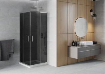 MEXEN/S - Rio Sprchovací kút štvorcový 90x90, grafit, chróm + vanička so sifónom 860-090-090-01-40-4010