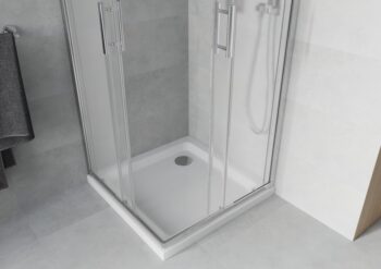 MEXEN/S - Rio Sprchovací kút štvorcový 90x90, szron, chróm + vanička so sifónom 860-090-090-01-30-4010