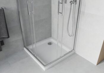 MEXEN/S - Rio Sprchovací kút štvorcový 90x90, transparent, chrom + vanička so sifónom 860-090-090-01-00-4010