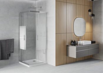 MEXEN/S - Rio Sprchovací kút štvorcový 90x90, transparent / dekor, chróm + vanička so sifónom 860-090-090-01-20-4010