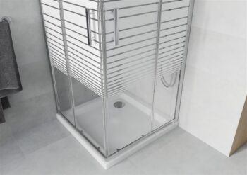 MEXEN/S - Rio Sprchovací kút štvorcový 90x90, transparent / dekor, chróm + vanička so sifónom 860-090-090-01-20-4010