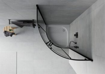 MEXEN/S - Rio sprchovací kút štvrťkruh 70 x 70, grafit, čierny + vanička Rio vrátane výpuste 863-070-070-70-40-4710