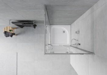 MEXEN/S - Rio štvorcový sprchovací kút 70 x 70, transparent, chróm + vanička Rio 860-070-070-01-00-4510