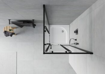 MEXEN/S - Rio štvorcový sprchovací kút 70 x 70, transparent, čierna + vanička Rio 860-070-070-70-00-4510