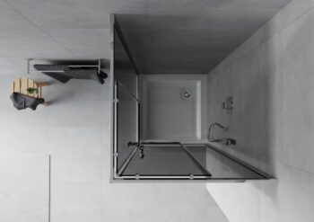 MEXEN/S - Rio štvorcový sprchovací kút 80 x 80, grafit, chróm + vanička Rio 860-080-080-01-40-4510