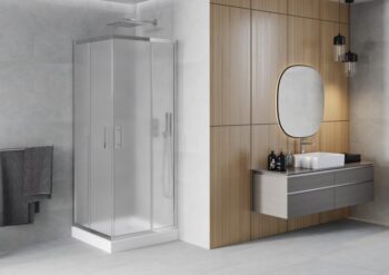 MEXEN/S - Rio štvorcový sprchovací kút 80 x 80, mráz, chróm + vanička so sifónom Rio, biela 860-080-080-01-30-4510