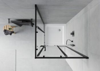 MEXEN/S - Rio štvorcový sprchovací kút 80 x 80, transparent, čierny + vanička so sifónom Rio, biela 860-080-080-70-00-4510