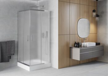 MEXEN/S - Rio štvorcový sprchovací kút 90 x 90, mráz, chróm + vanička so sifónom Rio, biela 860-090-090-01-30-4510