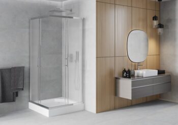 MEXEN/S - Rio štvorcový sprchovací kút 90 x 90, mráz, chróm + vanička so sifónom Rio, biela 860-090-090-01-30-4510