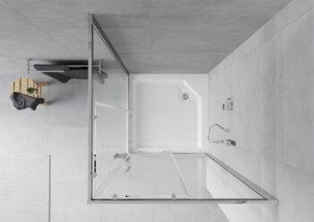 MEXEN/S - Rio štvorcový sprchovací kút 90 x 90, transparent, chróm + vanička Rio 860-090-090-01-00-4510