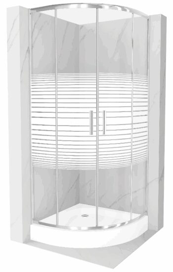 MEXEN/S - Rio štvrťkruhový sprchovací kút 70 x 70, dekor/mráz, chróm + vanička Rio 863-070-070-01-20-4710