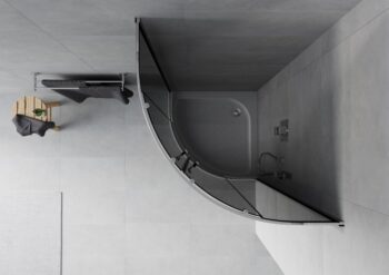 MEXEN/S - Rio štvrťkruhový sprchovací kút 80 x 80, grafit, chróm + vanička Rio 863-080-080-01-40-4710