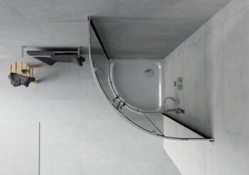 MEXEN/S - Rio štvrťkruhový sprchovací kút 80 x 80, grafit, chróm + vanička so sifónom Flat, biela 863-080-080-01-40-4110