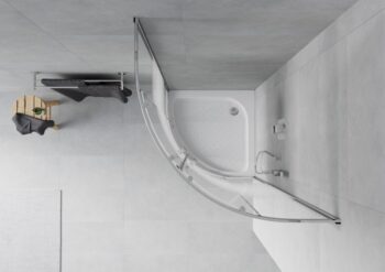 MEXEN/S - Rio štvrťkruhový sprchovací kút 90 x 90, dekor/mráz, chróm + vanička Rio 863-090-090-01-20-4710