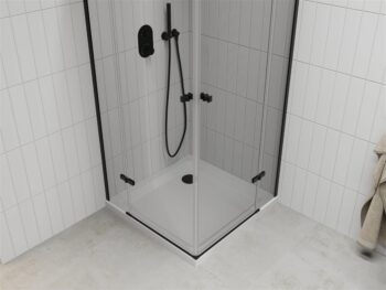 MEXEN/S - Roma Duo sprchovací kút 100x100, transparent, čierna + vanička so sifónom 854-100-100-70-02-4010B
