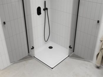 MEXEN/S - Roma Duo sprchovací kút 100x100, transparent, čierna + vanička so sifónom 854-100-100-70-02-4010B