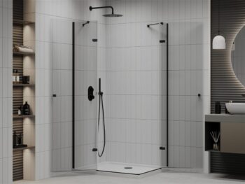 MEXEN/S - Roma Duo sprchovací kút 100x90, transparent, čierna + vanička so sifónom 854-100-090-70-02-4010B