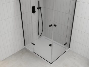 MEXEN/S - Roma Duo sprchovací kút 100x90, transparent, čierna + vanička so sifónom 854-100-090-70-02-4010B