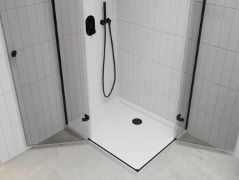 MEXEN/S - Roma Duo sprchovací kút 100x90, transparent, čierna + vanička so sifónom 854-100-090-70-02-4010B