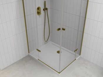 MEXEN/S - Roma Duo sprchovací kút 100x90, transparent, zlatá + vanička so sifónom 854-100-090-50-02-4010G