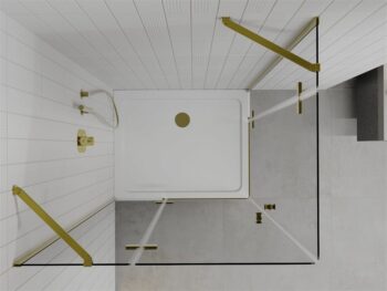MEXEN/S - Roma Duo sprchovací kút 100x90, transparent, zlatá + vanička so sifónom 854-100-090-50-02-4010G