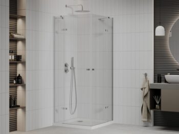 MEXEN/S - Roma Duo sprchovací kút 70x70, transparent, chróm + vanička so sifónom 854-070-070-01-02-4010