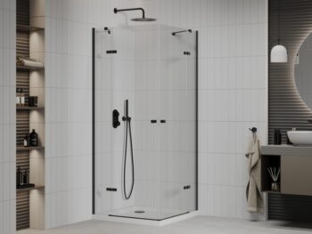 MEXEN/S - Roma Duo sprchovací kút 70x70, transparent, čierna + vanička so sifónom 854-070-070-70-02-4010B