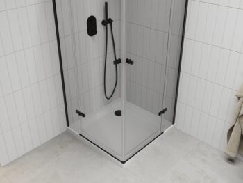 MEXEN/S - Roma Duo sprchovací kút 70x70, transparent, čierna + vanička so sifónom 854-070-070-70-02-4010B