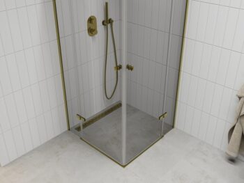 MEXEN/S - Roma Duo sprchovací kút 80 x 80, transparent, zlato 854-080-080-50-00-02