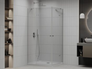 MEXEN/S - Roma Duo sprchovací kút 80x70, transparent, chróm + vanička so sifónom 854-080-070-01-02-4010