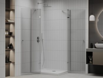MEXEN/S - Roma Duo sprchovací kút 80x70, transparent, chróm + vanička so sifónom 854-080-070-01-02-4010