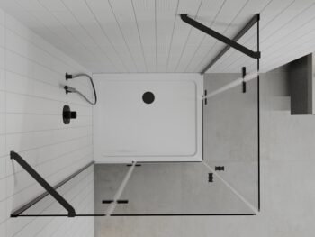 MEXEN/S - Roma Duo sprchovací kút 80x70, transparent, čierna + vanička so sifónom 854-080-070-70-02-4010B
