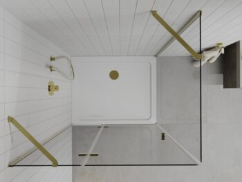 MEXEN/S - Roma obdĺžnikový sprchovací kút 100x90, transparent, zlatý + vanička 854-100-090-50-00-4010