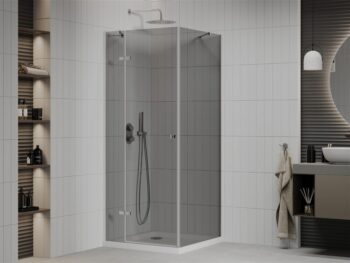 MEXEN/S - Roma sprchovací kút 100x100, grafit, chróm + biela vanička so sifónom 854-100-100-01-40-4010