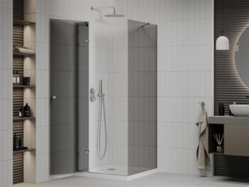 MEXEN/S - Roma sprchovací kút 100x100, grafit, chróm + biela vanička so sifónom 854-100-100-01-40-4010