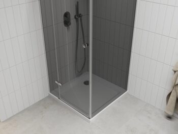 MEXEN/S - Roma sprchovací kút 100x100, grafit, chróm + biela vanička so sifónom 854-100-100-01-40-4010