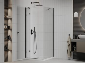 MEXEN/S - Roma sprchovací kút 100x100, transparent, čierna + biela vanička so sifónom 854-100-100-70-00-4010B