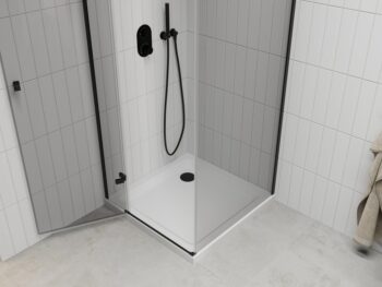 MEXEN/S - Roma sprchovací kút 100x100, transparent, čierna + biela vanička so sifónom 854-100-100-70-00-4010B