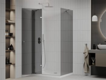 MEXEN/S - Roma sprchovací kút 100x80, grafit, chróm + biela vanička so sifónom 854-100-080-01-40-4010