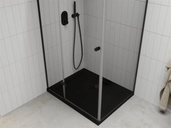 MEXEN/S - Roma sprchovací kút 100x80, transparent, čierna + čierna vanička so sifónom 854-100-080-70-00-4070B