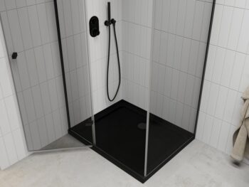 MEXEN/S - Roma sprchovací kút 100x80, transparent, čierna + čierna vanička so sifónom 854-100-080-70-00-4070B