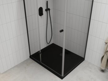 MEXEN/S - Roma sprchovací kút 100x90, transparent, čierna + čierna vanička so sifónom 854-100-090-70-00-4070B