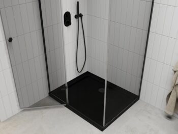 MEXEN/S - Roma sprchovací kút 100x90, transparent, čierna + čierna vanička so sifónom 854-100-090-70-00-4070B