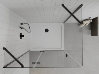MEXEN/S - Roma sprchovací kút 100x90, transparent, čierna + čierna vanička so sifónom 854-100-090-70-00-4070B