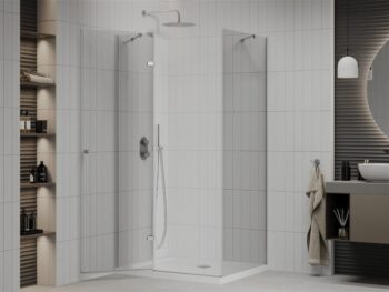 MEXEN/S - Roma sprchovací kút 120x70, kyvné, číre sklo, chróm + vanička 854-120-070-01-00-4010