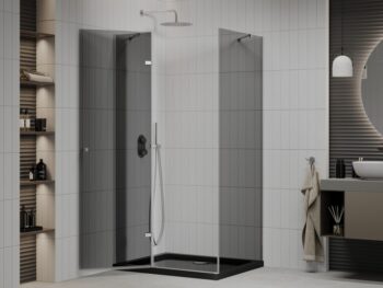 MEXEN/S - Roma sprchovací kút 120x80, grafit, chróm + čierna vanička so sifónom 854-120-080-01-40-4070