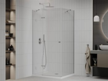 MEXEN/S - Roma sprchovací kút 120x80, kyvný, číre sklo, chróm + vanička 854-120-080-01-00-4010