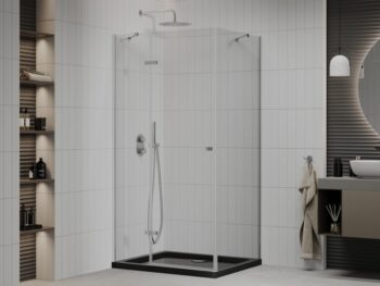 MEXEN/S - Roma sprchovací kút 120x80, transparent, chróm + čierna vanička so sifónom 854-120-080-01-00-4070