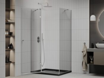 MEXEN/S - Roma sprchovací kút 120x80, transparent, chróm + čierna vanička so sifónom 854-120-080-01-00-4070